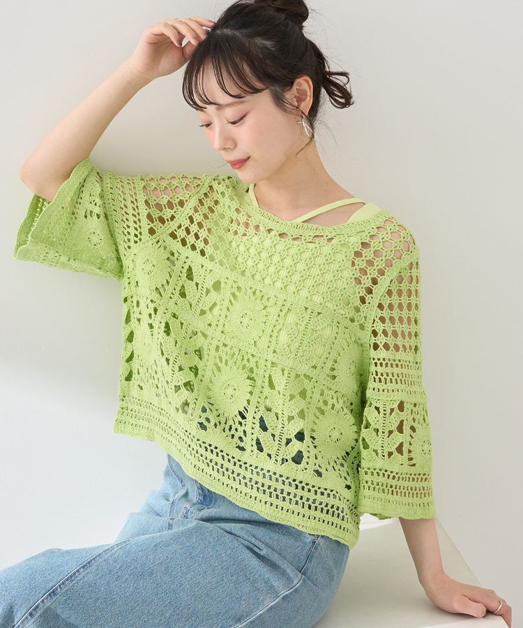 earth music&ecology「クロシェ風プルオーバー」|Tシャツ・カットソー|