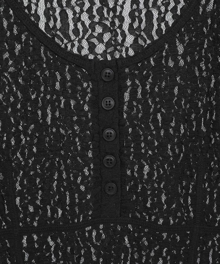 earth music&ecology「フロントボタンレースプルオーバー」|Tシャツ・カットソー|