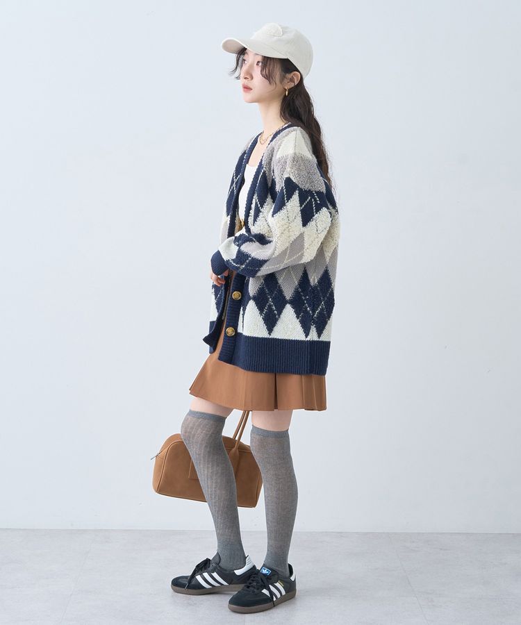 earth music&ecology「ループ編みアーガイルカーディガン」|カーディガン|