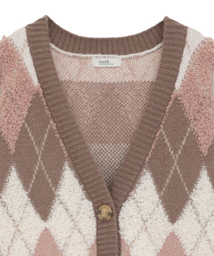 earth music&ecology「ループ編みアーガイルカーディガン」|カーディガン|