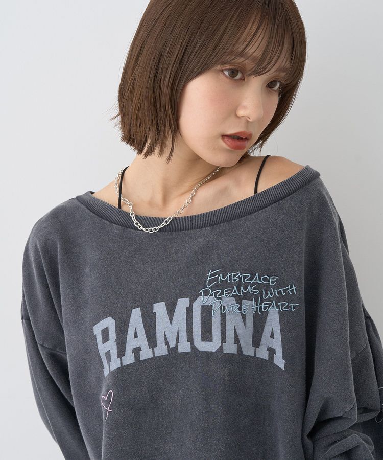 earth music&ecology「ランダム刺繍オフショルプルオーバー」|スウェット・ジャージ|