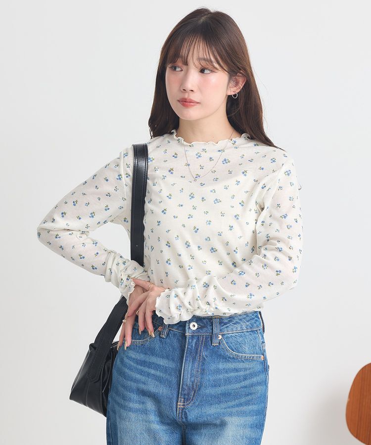 earth music&ecology「ハイネックフラワーメロープルオーバー」|Tシャツ・カットソー|