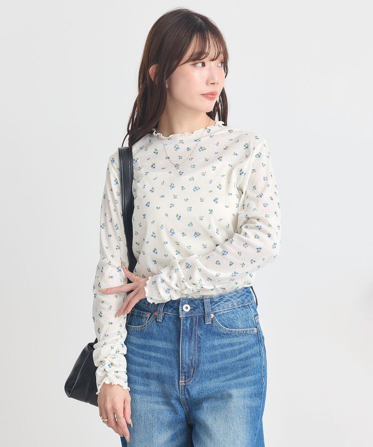 earth music&ecology「ハイネックフラワーメロープルオーバー」|Tシャツ・カットソー|