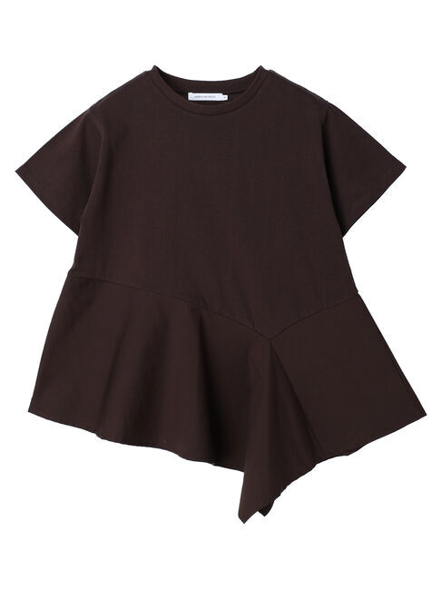  「アシンメトリー異素材半袖プルオーバー」|Tシャツ・カットソー|