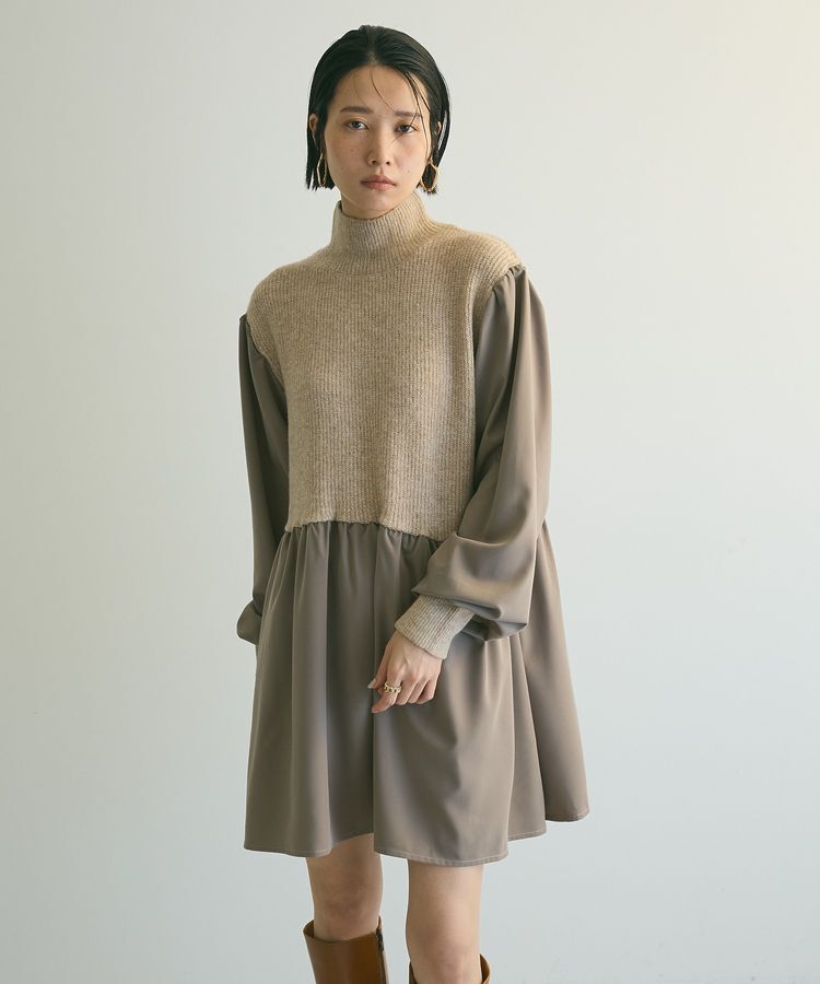 armonia「armonia.布帛切り替えニットミニワンピース」|ワンピース|