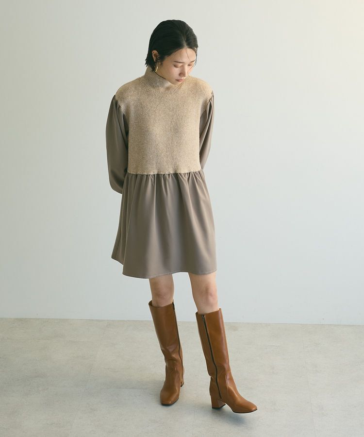 armonia「armonia.布帛切り替えニットミニワンピース」|ワンピース|
