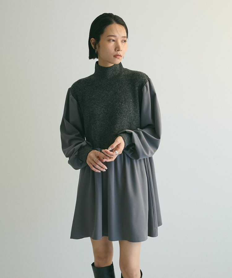 armonia「armonia.布帛切り替えニットミニワンピース」|ワンピース|