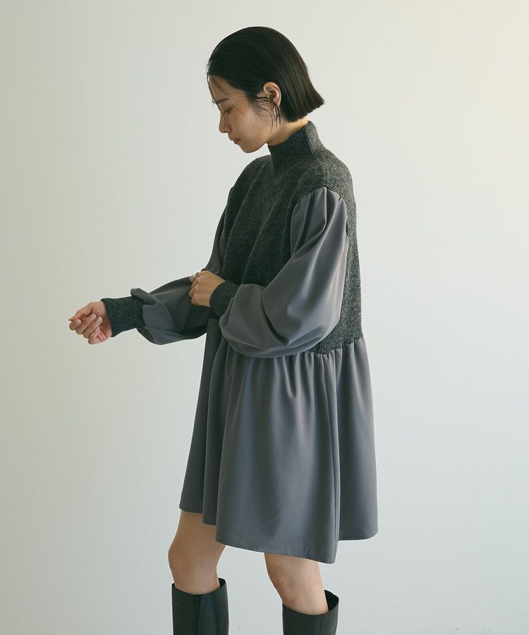 armonia「armonia.布帛切り替えニットミニワンピース」|ワンピース|