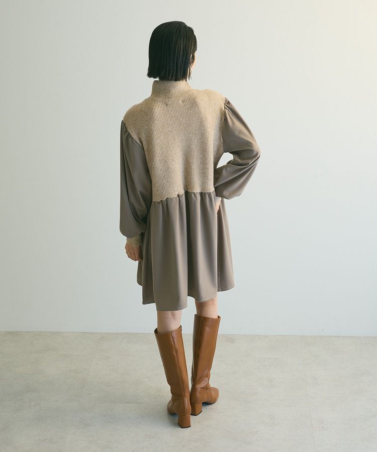armonia「armonia.布帛切り替えニットミニワンピース」|ワンピース|