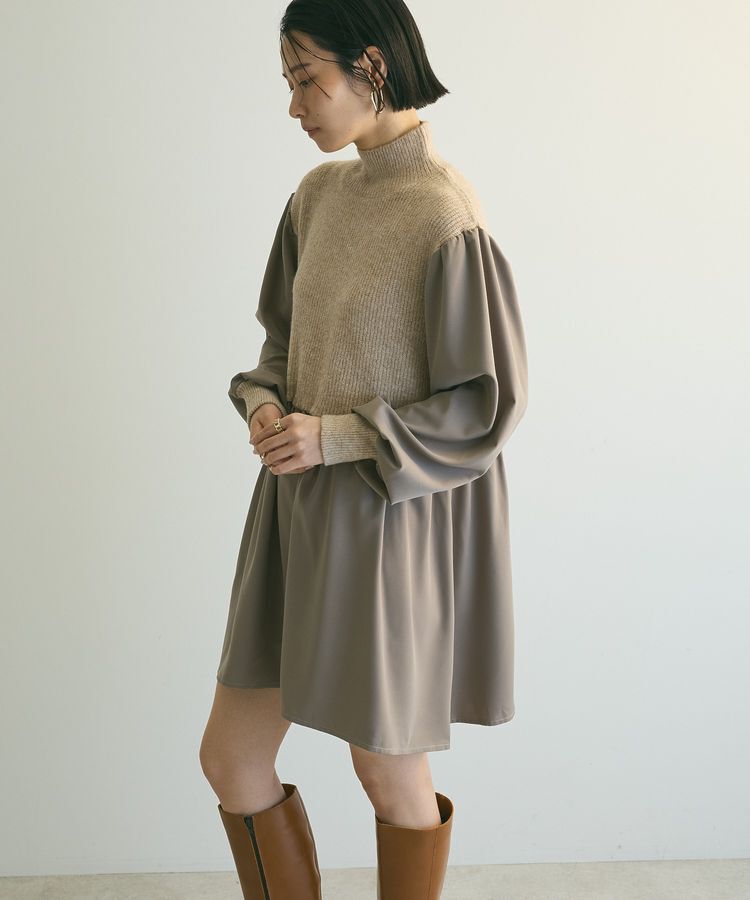 armonia「armonia.布帛切り替えニットミニワンピース」|ワンピース|