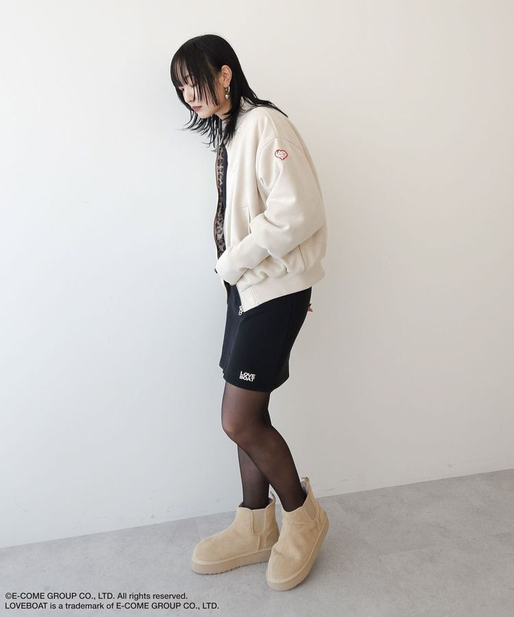 Green Parks「■LOVEBOAT ロゴ刺繍スウェットミニスカート」|タイト|