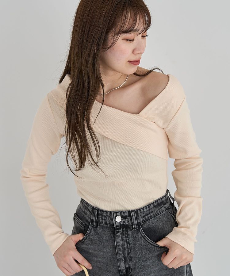 Green Parks「・swing by クロスネックプルオーバー」|Tシャツ・カットソー|Ivory