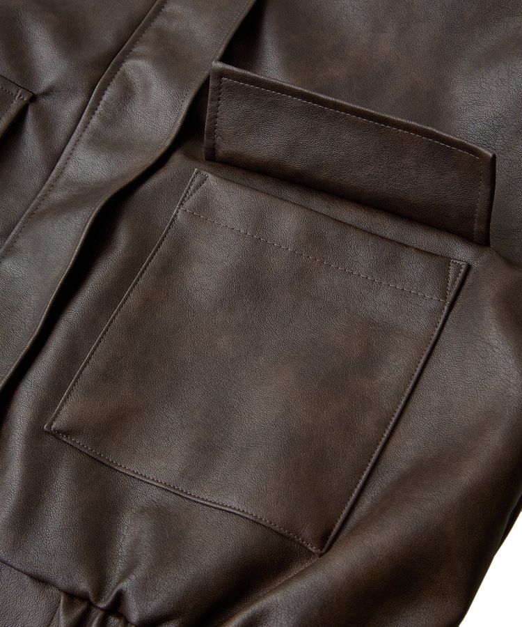 Green Parks「・ELENCARE DUE 合皮ステンカラーブルゾン」|ブルゾン・スタジャン|