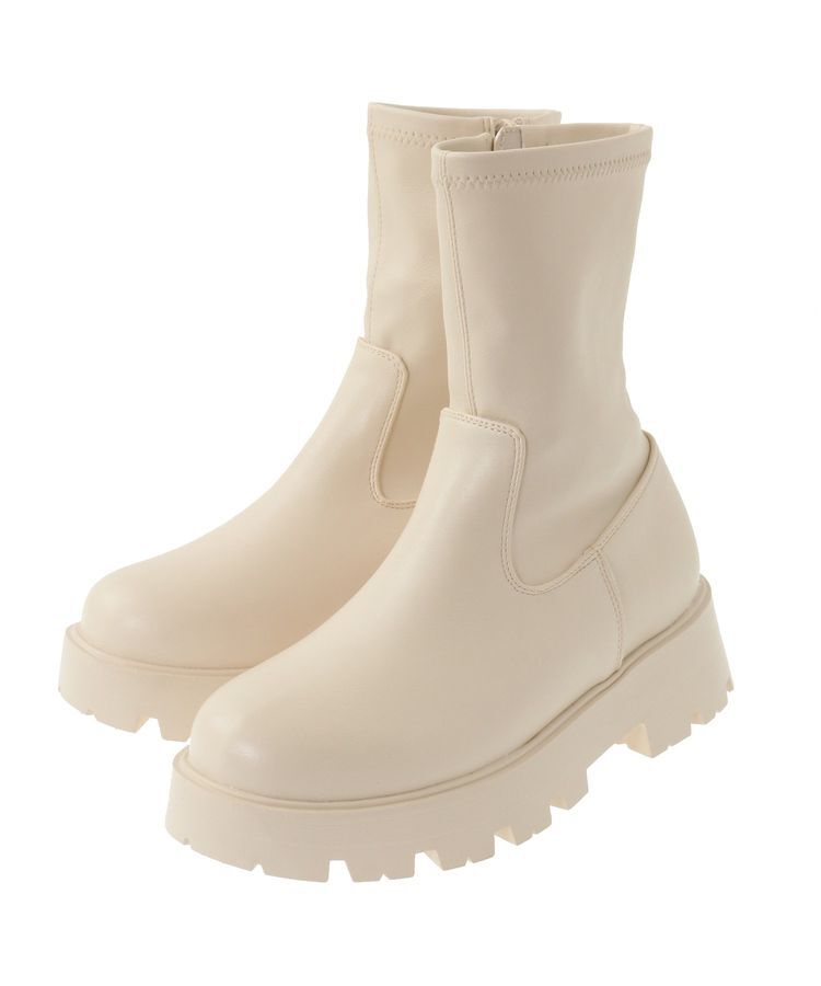 Green Parks「・LENA 厚底ストレッチショートブーツ」|ショートブーツ|Ivory