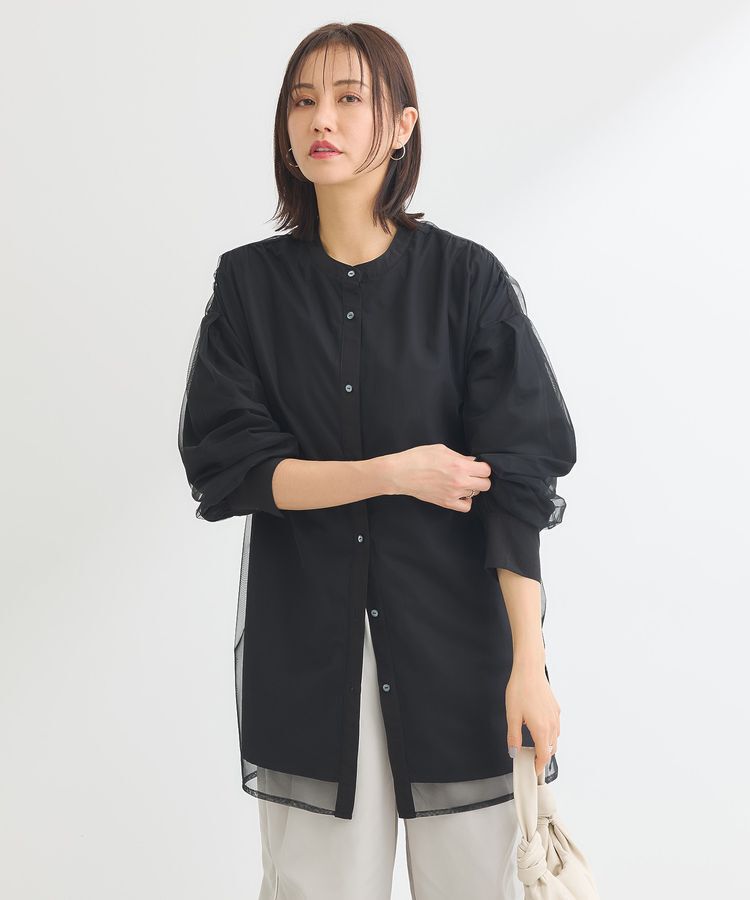 Green Parks「2Way チュールドッキングシャツチュニック」|シャツ・ブラウス|