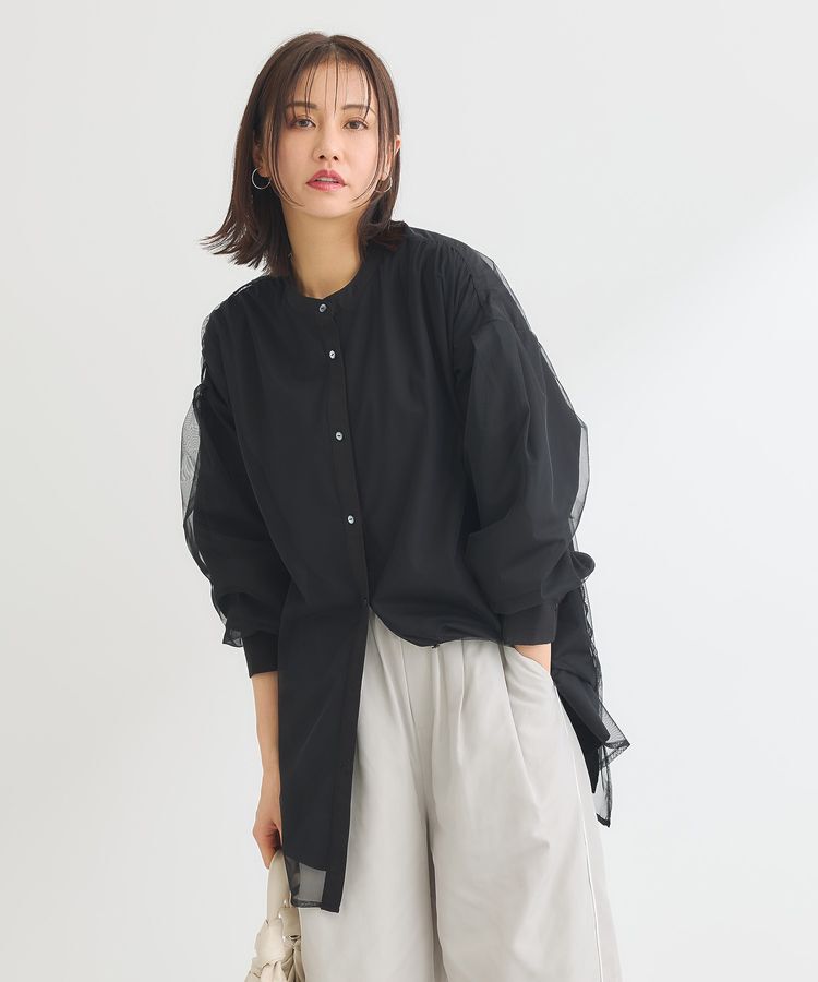 Green Parks「2Way チュールドッキングシャツチュニック」|シャツ・ブラウス|