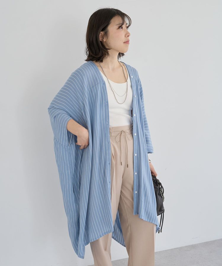 Green Parks「レーヨンクレープチュニック」|チュニック|ストライプサックス
