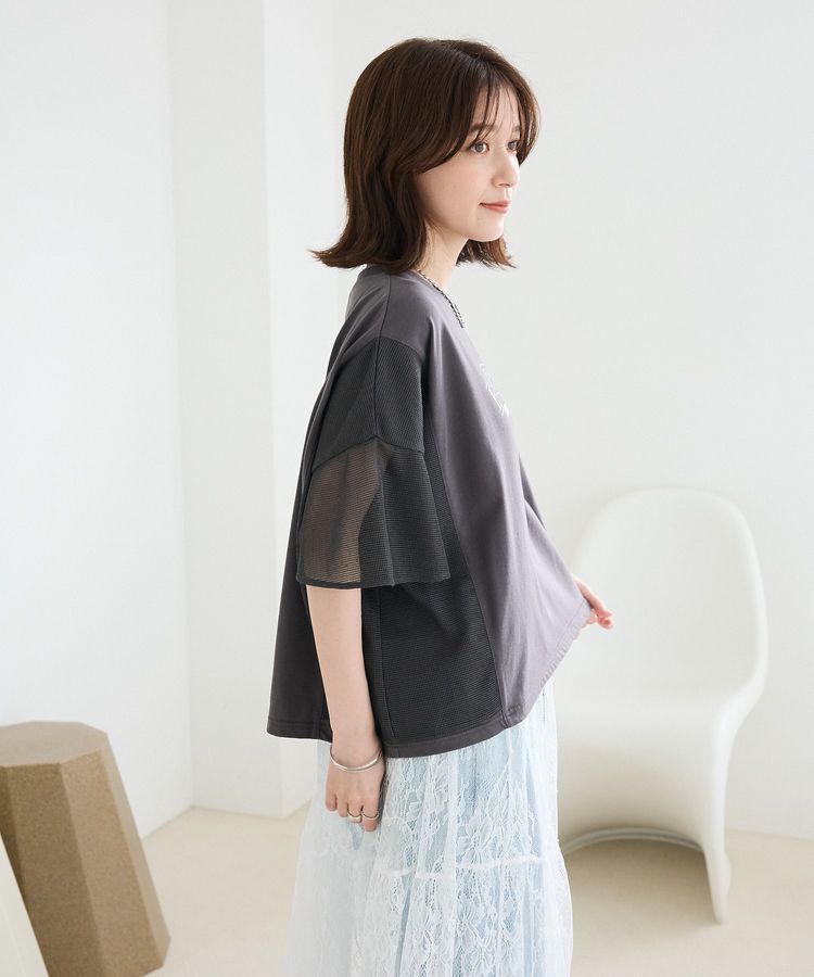 Green Parks「袖メッシュドッキングロゴプルオーバー」|Tシャツ・カットソー|