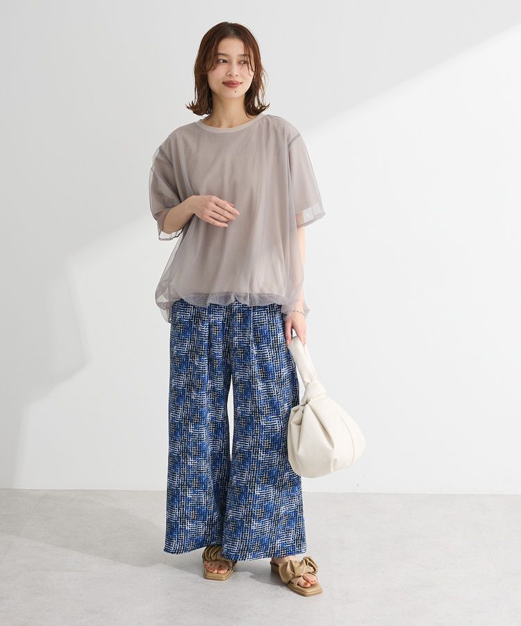 Green Parks「チュールドッキングバルーン5分袖プルオーバー」|Tシャツ・カットソー|