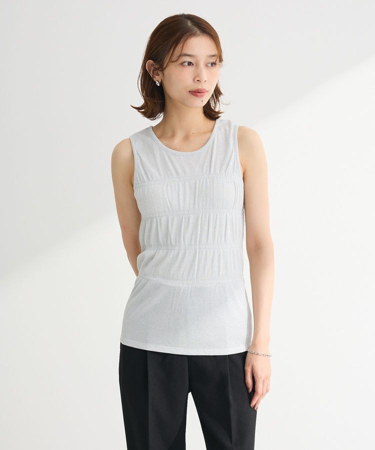 Green Parks「・Petit Fleur シャーリングラメタンクトップ」|キャミソール|White