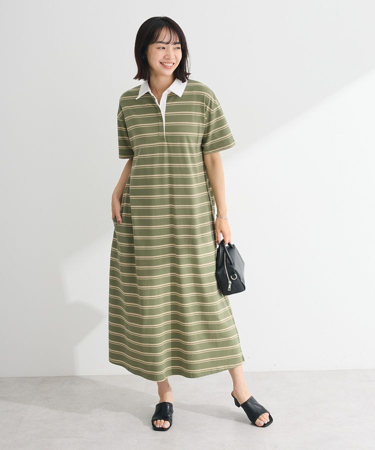 Green Parks「・SUGAR SPOON ボーダーポロワンピース」|ワンピース|Khaki