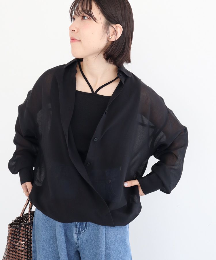 Green Parks「カシュクールシアーシャツ」|シャツ・ブラウス|Black
