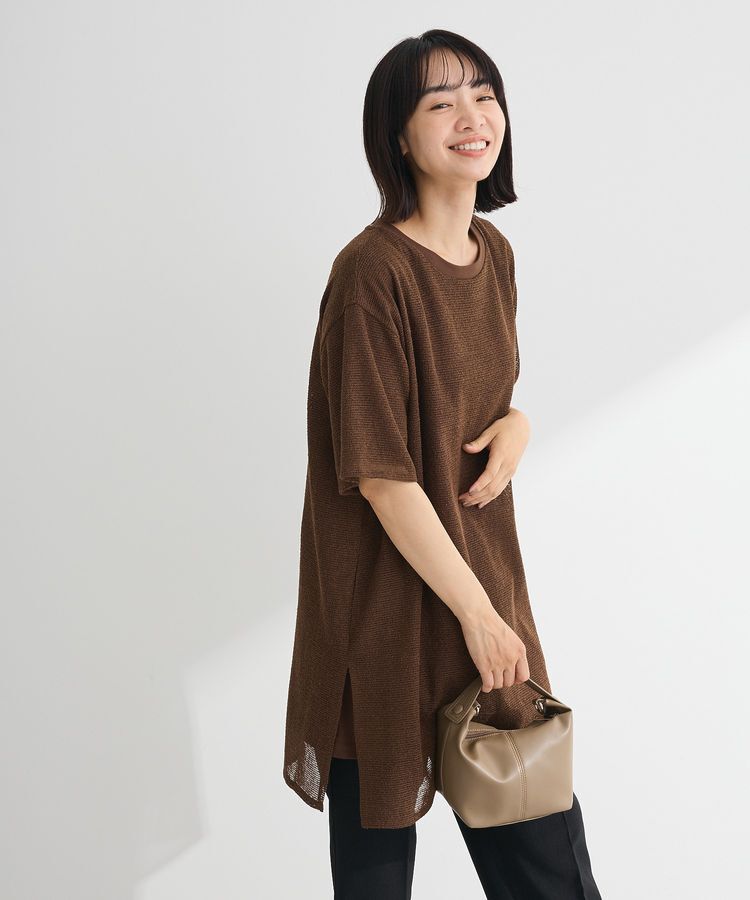 Green Parks「半袖メッシュドッキングチュニック」|チュニック|