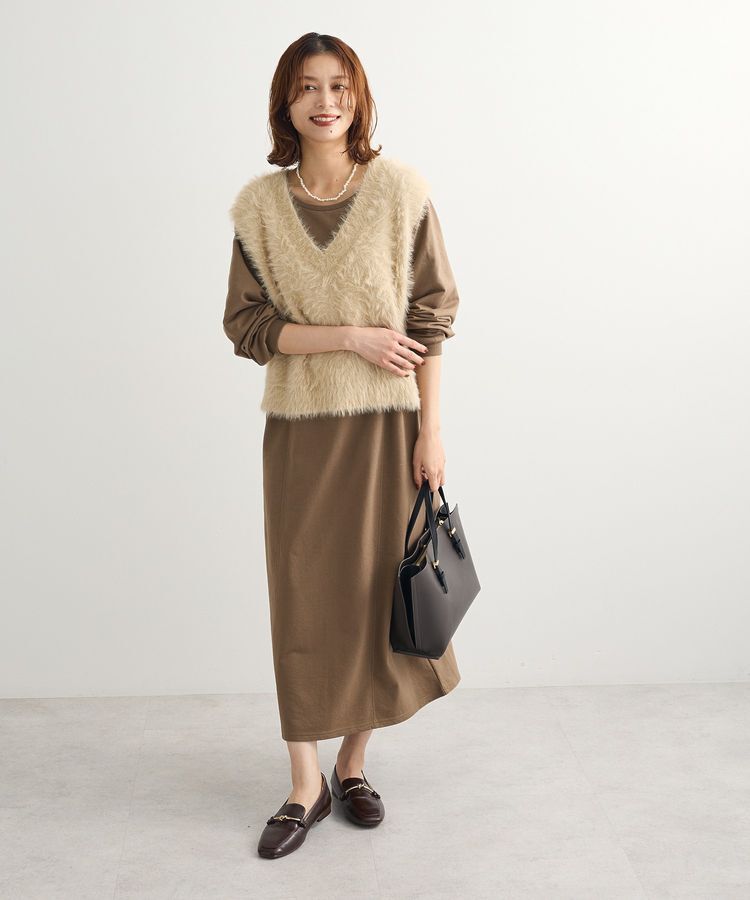 Green Parks「SET2点ラメフェザーベスト+ミニ裏毛ワンピース」|ワンピース|