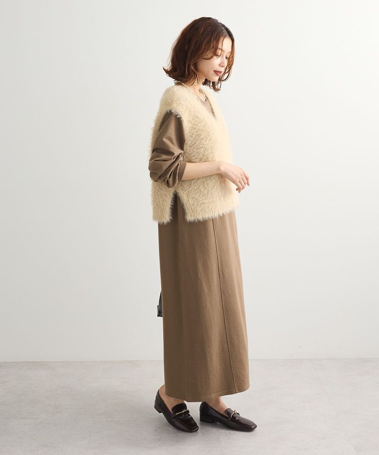 Green Parks「SET2点ラメフェザーベスト+ミニ裏毛ワンピース」|ワンピース|