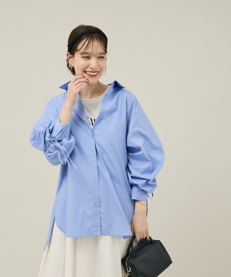 Green Parks「イージーケア袖シャーリングシャツ」|シャツ・ブラウス|