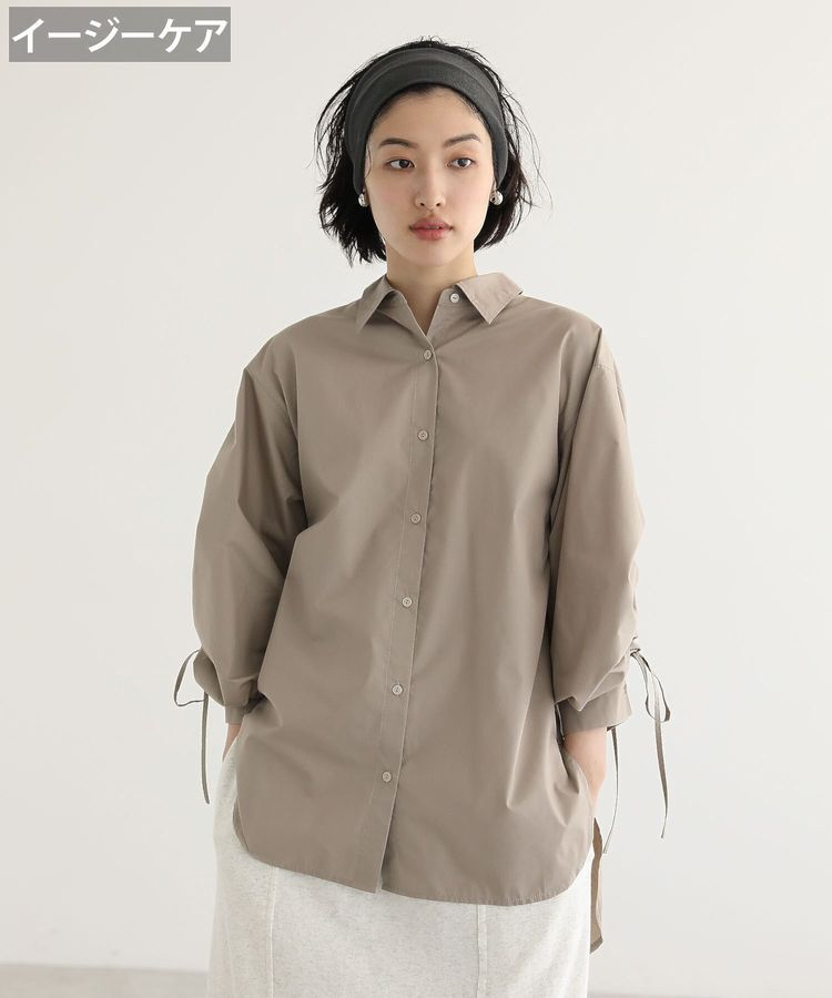 Green Parks「イージーケア袖シャーリングシャツ」|シャツ・ブラウス|Beige