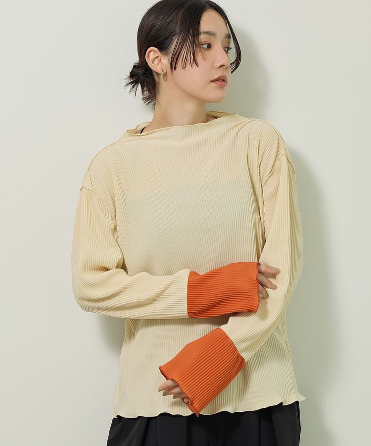 Green Parks「プリーツ袖配色プルオーバー」|Tシャツ・カットソー|