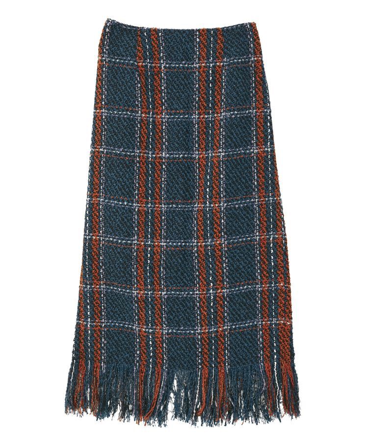 Green Parks「・SUGAR SPOON チェックフリンジスカート」|タイト|