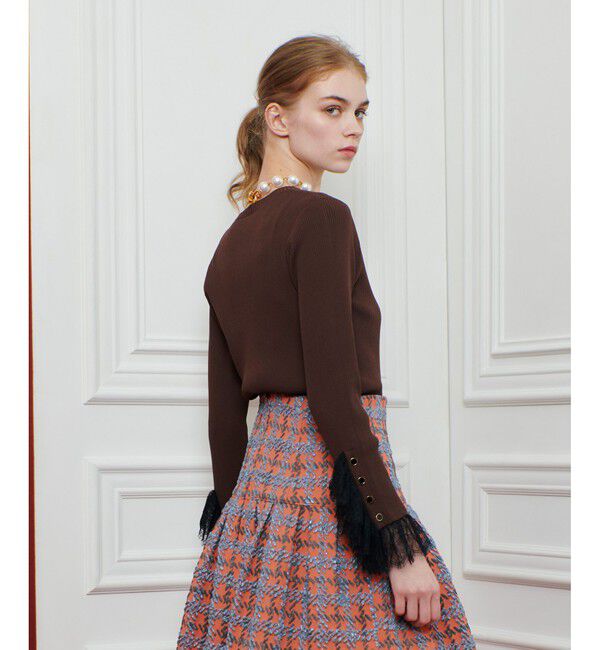 LOULOU WILLOUGHBY「【LOULOU WILLOUGHBY】スリーブヘムレースプルオーバー」|ニット・セーター|