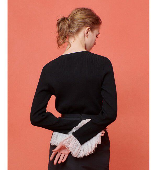 LOULOU WILLOUGHBY「【LOULOU WILLOUGHBY】スリーブヘムレースプルオーバー」|ニット・セーター|