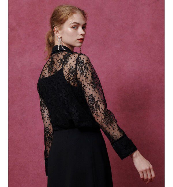 LOULOU WILLOUGHBY「【LOULOU WILLOUGHBY】フロッキードットレースブラウス」|シャツ・ブラウス|