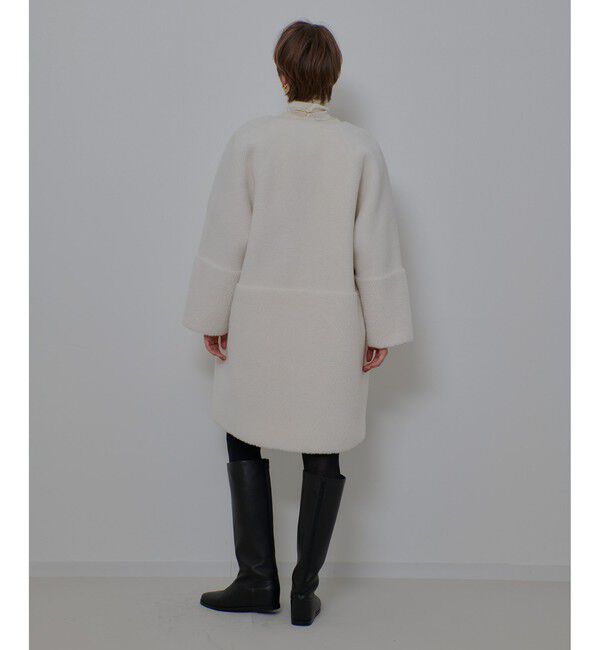 allureville「ツーブロッキングボアコート」|ノーカラーコート|