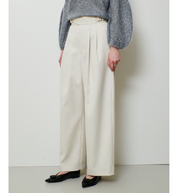 allureville「ウール混サテンハイウエストパンツ」|チノ|