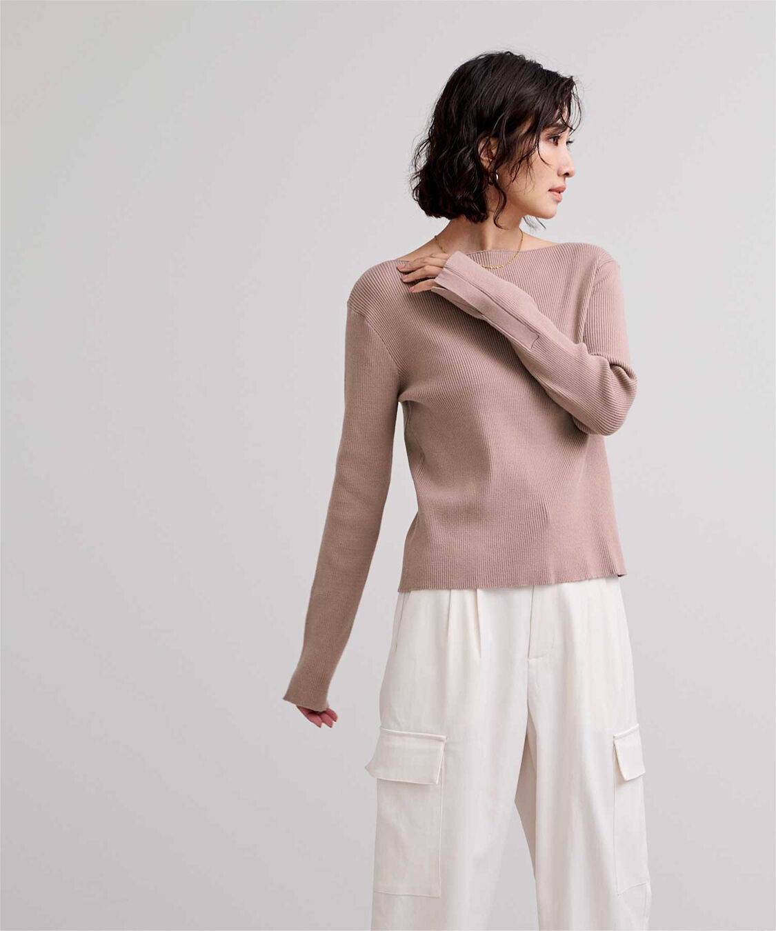 ur's「ボートネックスリットスリーブリブニット」|ニット・セーター|