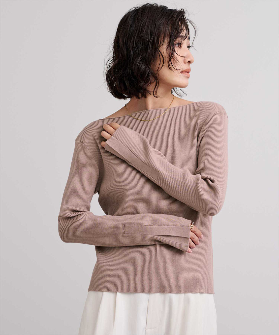 ur's「ボートネックスリットスリーブリブニット」|ニット・セーター|