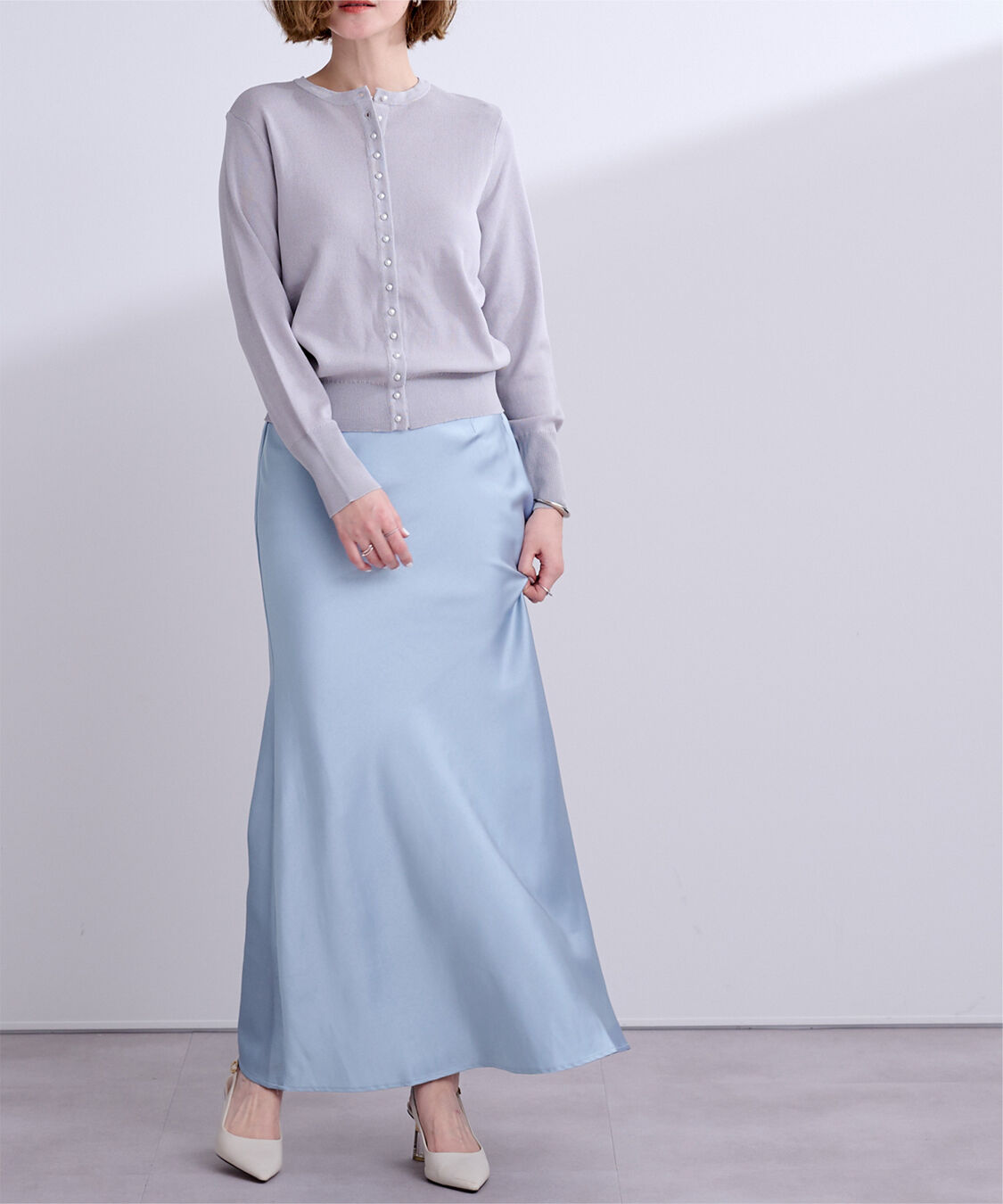 ur's「サテンマーメイドマキシスカート」|スカート|ブルー