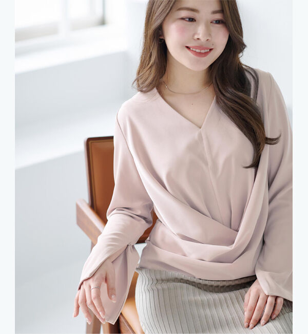 ur's「【尾﨑真衣さんコラボアイテム】2wayスリットスリーブカシュクールブラウス」|シャツ・ブラウス|ピンク