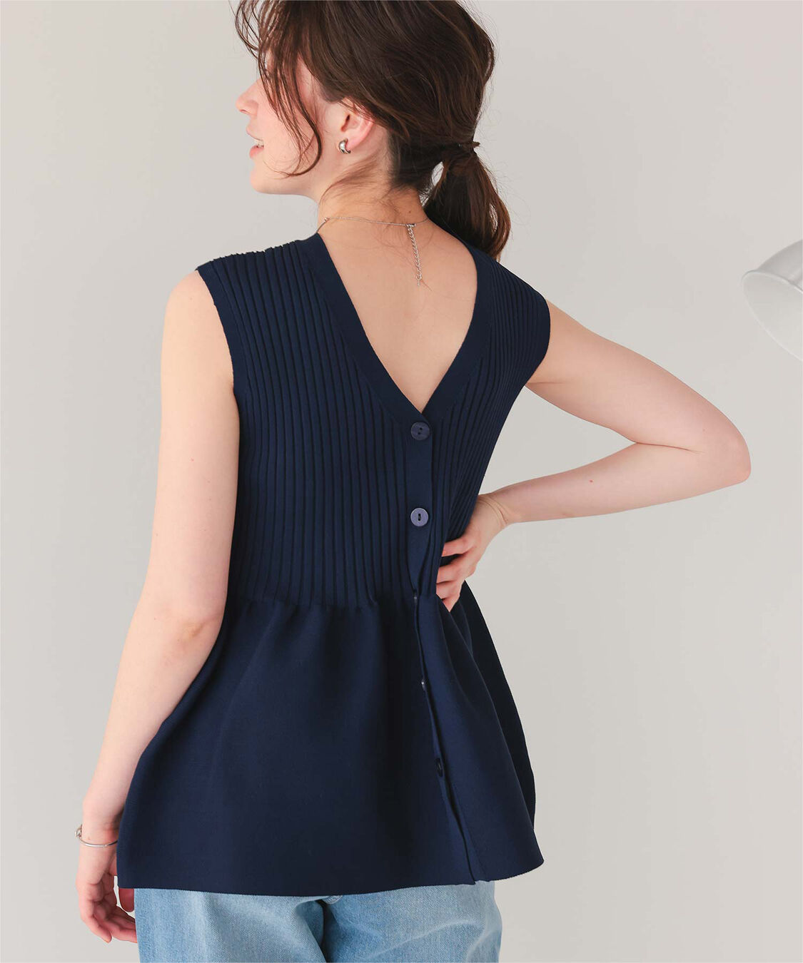 titivate「前後2wayノースリーブペプラムニットトップス」|ニット・セーター|