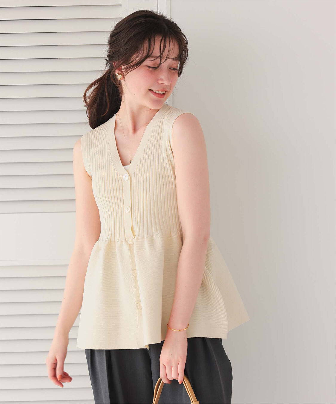 titivate「前後2wayノースリーブペプラムニットトップス」|ニット・セーター|