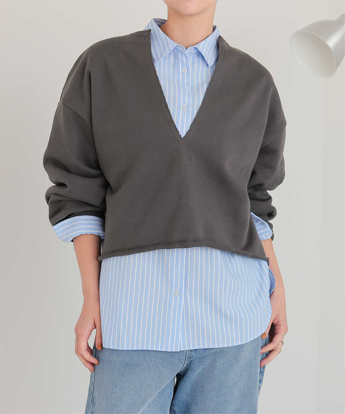 titivate「深Vネックスウェットプルオーバー」|スウェット・ジャージ|チャコール