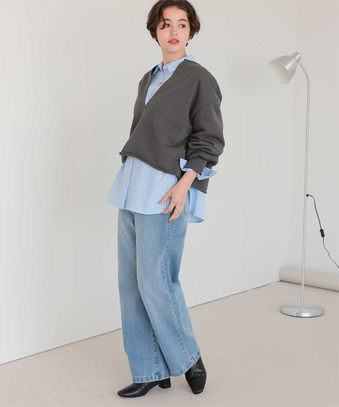 titivate「深Vネックスウェットプルオーバー」|スウェット・ジャージ|