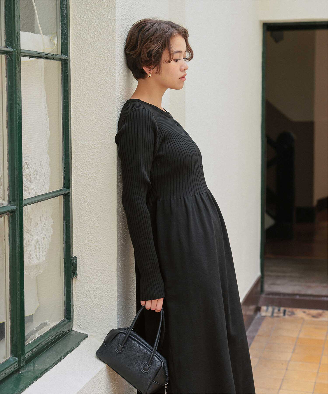 titivate「ヘンリーネックデザインニットワンピース」|ワンピース|