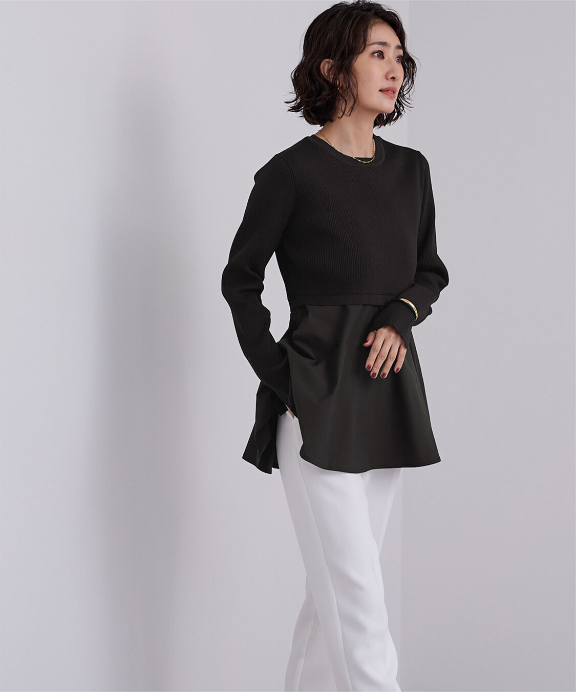 ur's「タフタペプラムドッキングニット」|ニット・セーター|