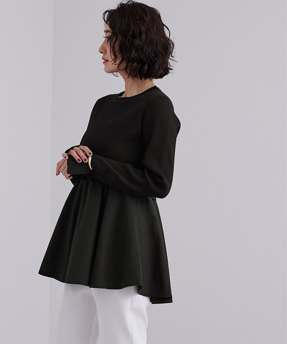 ur's「タフタペプラムドッキングニット」|ニット・セーター|