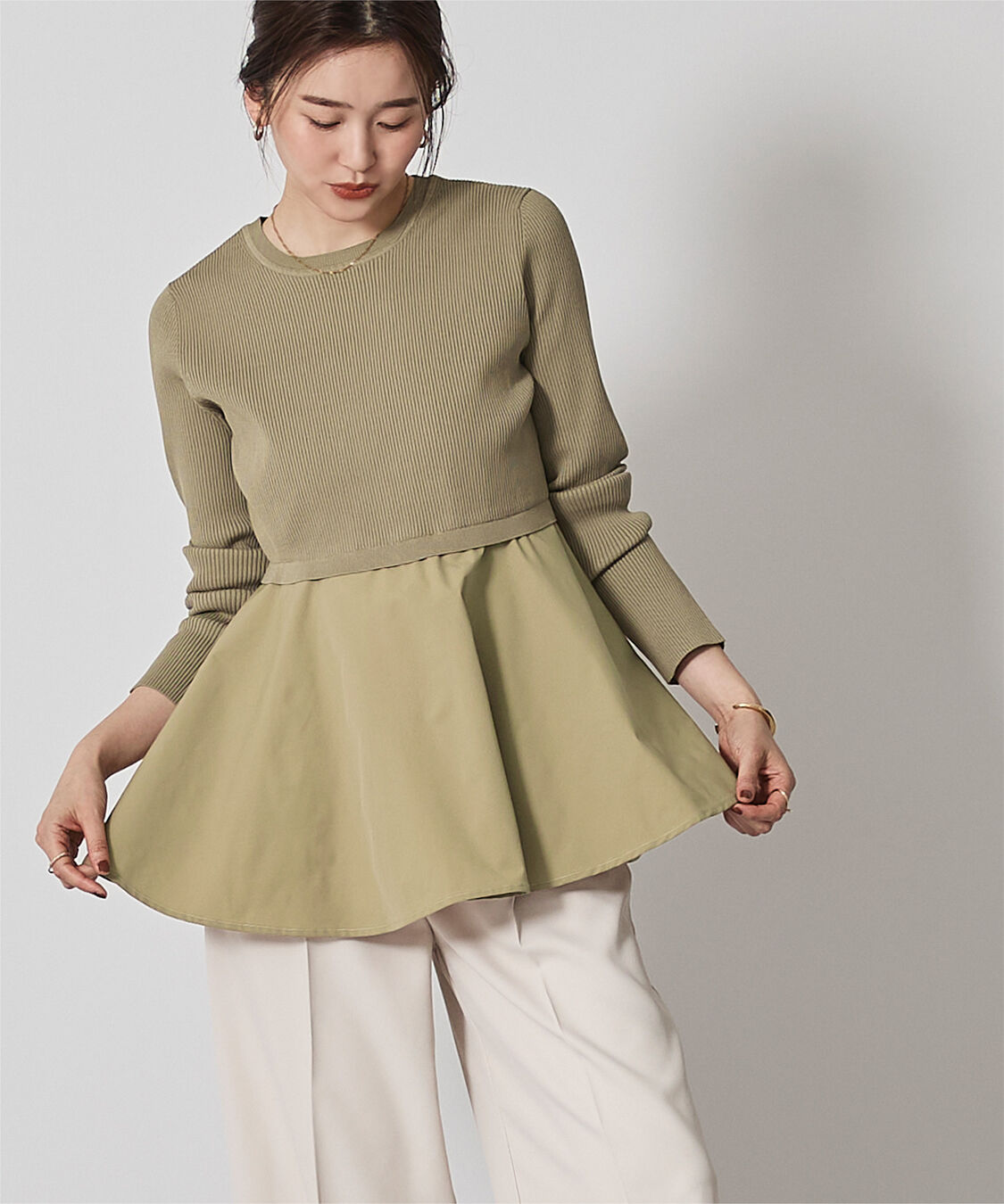 ur's「タフタペプラムドッキングニット」|ニット・セーター|